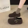 Zapatos Birkenstock Grises Esponjosos de Suela Gruesa para Mujer Otoño/Invierno 2026 Zapatos de Lana Nuevos para Personas Bajas Zapatos de Algodón Birkenstock Cálidos