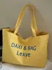 Bolsa de Lona de Gran Capacidad de Verano Linda Bolsa Tote Bordada con Letras de Natillas Nueva Bolsa Tote de Gran Capacidad para Mujer