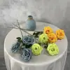 Flor Artificial nova rosa diamante de três cabeças flor de seda decoração de sala de estar adereços de decoração para fotos fileira de flores de casamento estilo ins