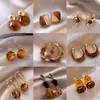 Pendientes Retro Marrones Maillard Populares para Mujer, Estilo Hong Kong, Lujo Accesible, Pendientes de Gama Alta, Pendientes del Mismo Estilo que las Celebridades de Internet