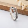 Anillo de Pluma Nuevo y Moderno Blogger Rojo de Internet Europeo y Americano Combinable Personalizado Chapado en Plata Retro Hojas Antiguas Anillo Abierto