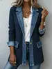 Amazon Cross-border 2026 Outono Europeu e Americano Comércio Exterior Nova Roupa Feminina Jaqueta Patchwork Elegante da Moda Slim Fit de Manga Longa Feminina