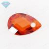 Huagang gema em forma de pêra dupla superfície de tartaruga laranja zircão único gota em forma de gota de superfície xadrez artificial gema laranja