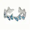 Anillo de Esmalte Azul Hielo Microincrustado Estilo Disco Roto para Mujer, Blanco, Anillo de Dedo Índice Moderno y Fresco, Anillo Versátil de Nicho