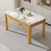 Mesa de jantar em pedra sinterizada italiana com conjunto de mesa e cadeiras de jantar em imitação de madeira maciça, mesa de jantar retangular moderna minimalista para apartamento pequeno