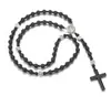 Collar Retro Religioso Personalizado No Magnético Transfronterizo Europeo y Americano Colgante de Piedra Natural con Cuentas Hecho a Mano Rosario