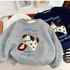 Moletom de fleece unissex para meninos e meninas, nova coleção outono/inverno 2026, blusão infantil gola redonda com estampa de desenho animado e forro de fleece