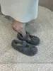 Zapatos peludos para mujer para otoño e invierno 2024, nuevo estilo, zapatos planos de hada con punta redonda y lazo, versátiles, forrados de felpa, mocasines cálidos de algodón