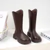 Botas de Equitação Femininas de Cano Médio Outono/Inverno Com Pelúcia Estilo Britânico Botas de Couro Pretas Para Crianças de 6-12 Anos Solado Grosso Antiderrapante Botas Martin