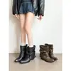 Botines Puntiagudos Estacionales First Encounter para Mujer, Tacón Alto Grueso, Botines Retro Fruncidos en el Tobillo, Botas de Montar Dulces y Geniales con Hebilla Otoño/Invierno