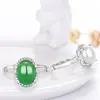 Anel de prata de lei S925 com ágata e calcedônia, moda feminina, anel aberto de alto requinte, joia de jade antigo, atacado