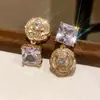 Brincos Schubert Pedra Preciosa Flor de Rosa Assimétrica Luxo Leve Zircônia de Alta Qualidade Brincos Modernos Luxuosos para Mulheres