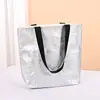 Bolsa de papel Dupont con logo personalizado, bolsa de lona vintage, bolsa de hombro de papel kraft lavable para compras, en stock