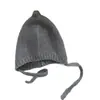 Gorro de Bebé Estilo Coreano Otoño e Invierno Cálido de Lana Lindo Color Sólido Versátil con Portachupete Tejido para Bebé Niño y Niña Gorro con Protección para las Orejas