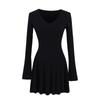 Saia Tricô Elegante Cintura Apertada Estilo Spice Girl Feminina 2025 Primavera Slim Fit Sexy Decote V Manga Longa Vestido Atacado