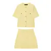 Estilo Europeo y Americano para Mujer Venta al por Mayor Top de Punto de Manga Corta para Mujer Minifalda de Punto