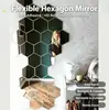 Conjunto de adesivos de espelho hexagonal exclusivo transfronteiriço, adesivo de parede de espelho à prova de explosão sem perfuração para decoração de hotel e casa