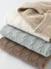 Suéter de cachemira con cuello redondo, patrón trenzado y lazo para otoño e invierno para mujer, jersey de punto, top cálido, capa base elegante