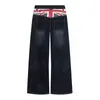 Jeans retrô masculino de perna larga, novo estilo 2026, corte slim, cintura média, solto, perna reta, comprimento total