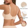 Sutiã de gelo macio e confortável sem aro para comércio exterior europeu e americano para mulheres com alças ajustáveis, lingerie sexy de decote em V profundo com ótimo suporte