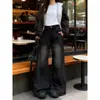 Jeans Vintage Desgastados de Tiro Alto de Pierna Ancha para Mujer, Primavera y Otoño, Tallas Grandes, Cuerpo en Forma de Pera, Corte Holgado, Adelgazantes, Pierna Recta, Pantalones de Largo Completo