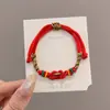 Pulsera Roja Tradicional para Mujer con Borlas para el Festival del Bote del Dragón, Pulsera de Cuerda de Cinco Colores, Pulsera Hecha a Mano de Estilo Étnico al por Mayor