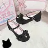 Auténticos [En Stock] Originales Flor Campana Temporada Lolita Dulce y Lindo Moño Zapatos Planos de Punta Redonda