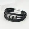 Pulseira de Couro com Fivelas Multicamadas e Contas Transfronteiriça para Homens, Pulseira Simples e Luxuosa de Alta Qualidade para Mulheres, Acessório Moderno e Versátil