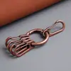 Llavero Colgante de Cuero para Hombres y Mujeres de Metal de Nicho Cubierta de Llave de Cobre Retro Cuerda Anillo de Llavero con Resorte Hebilla Colgante de Joyería