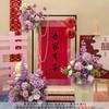 Banquete de bodas flor falsa Yaoyao artesanía rosa roja tierra fila flor camino plomo boda flor artificial diseño de la sala de bodas salón de bodas seda