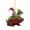 Decoração de árvore de Natal nova 2024 ornamentos criativos de dinossauro verde decoração plana de acrílico presente de Natal para casa