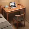 Mesa de madeira maciça com gaveta, pequena escrivaninha para computador adulto, mesa de estudo para estudantes, cadeira