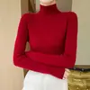 Suéter de malha sem costura, cor sólida, estilo coreano, modelagem que emagrece, perfeito como camada base, elegante e estiloso para mulheres, caimento justo, gola alta discreta, adequado para outono e inverno
