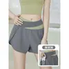 Shorts de Yoga con Cintura Color Block Anti-Exposición para Mujer, Secado Rápido Transpirables para Fitness Running Entrenamiento Deportes