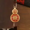 Llavero Bagua con forma de calabaza de aceite roja, colgante de calabaza de latón con el carácter "Fu", accesorio para llave de coche de cuerda tejida a mano