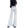 Jeans blancos roto de pierna ancha con microcampana para mujer, nuevo estilo verano 2026, con cinturón, fluidos, pantalones blancos rectos holgados