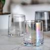 Vaso de vidrio inclinado con diseño de flor horneada personalizada, con recubrimiento iónico, color dorado, para lavar, beber jugo, estilo escandinavo