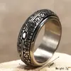 Europa y Estados Unidos anillo de hombre cruzado ins retro bola astronómica giratoria patrón clásico tendencia de personalidad joyería de acero de titanio venta al por mayor