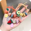 Ins Faixa de Cabelo Colorida com Frutas Feminina Menina Fofa Faixa para Couro Cabeludo Faixa de Cabelo Alta Elasticidade Couro Grosso Conjunto Corda de Cabelo Novo Estilo