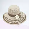 Sombrero de Sol de Protección Solar de Verano para Mujeres de Mediana Edad y Mayores, Sombrero de Pescador de Ganchillo Hueco de Ala Ancha, Sombrero de Sol de Playa para Mamá
