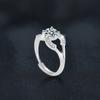 Anillo de plata de ley S925 con doble C de diamantes Mosan para mujer, ligero, de lujo, con diamantes de alta calidad, ajustable, joyería directa de fábrica.