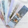 Marcapáginas de papel teñido Mu, marcador de página de libro con paisajes, marcador de página en caja de cartón, carpeta para 30 notas