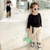 Conjunto para Niña Camiseta de Manga Larga con Cuello Redondo + Pantalones Cargo 26 Otoño Nuevo Comercio Exterior Ropa Infantil al por Mayor 3-8 Años con Cinturón Gratis