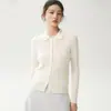 Cardigan Novo de Outono 2026 com Gola Polo para Mulheres, Suéter Interno Versátil de Corte Justo, Peça de Tricô de Caxemira