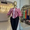 Ropa transfronteriza europea y americana para mujer africana 2026 nueva moda con cuello, huecos, cuadros, mangas de farol, top de diseñador