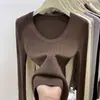 Suéter de punto de cuello redondo para mujer, nueva colección otoño/invierno 2026, corte ajustado, que realza la figura, capa base, suéter de punto, top de alta gama