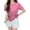 Tops de Verano para Mujer Nueva Moda Diseño Elegante Ajuste Delgado Ropa Interior Niña Corto Dulce Sencillo Camiseta de Manga Corta