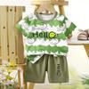 Traje de Manga Corta para Niños Niños, Camiseta de Algodón de Verano para Niños, Ropa para Bebés Niños, Estilo Coreano Transpirable para Niños Pequeños Niñas