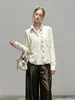 Nova camisa outonal estilo retro americano old money com retalhos, cardigã de tricô solto falso duas peças para mulheres