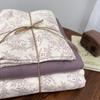 Juego de Cuatro Piezas de Algodón 100% de Doble Capa para Aeróbicos, Juego de Tres Piezas para Niñas, Serie de Fundas de Edredón Individuales para Dormir Desnudos, Teñido Reactivo, Maternidad e Infantil